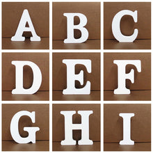 Load image into Gallery viewer, 1pc 8cm A-Z 0-9 White Wooden Letters English Alphabet Number Free Standing Personalised Name Design Art Craft Wedding Home Decor