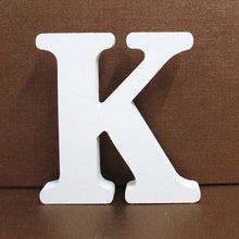 Load image into Gallery viewer, 1pc 8cm A-Z 0-9 White Wooden Letters English Alphabet Number Free Standing Personalised Name Design Art Craft Wedding Home Decor