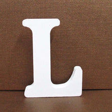 Load image into Gallery viewer, 1pc 8cm A-Z 0-9 White Wooden Letters English Alphabet Number Free Standing Personalised Name Design Art Craft Wedding Home Decor