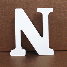 Load image into Gallery viewer, 1pc 8cm A-Z 0-9 White Wooden Letters English Alphabet Number Free Standing Personalised Name Design Art Craft Wedding Home Decor