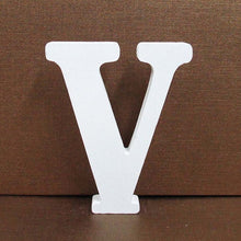 Load image into Gallery viewer, 1pc 8cm A-Z 0-9 White Wooden Letters English Alphabet Number Free Standing Personalised Name Design Art Craft Wedding Home Decor