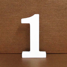 Load image into Gallery viewer, 1pc 8cm A-Z 0-9 White Wooden Letters English Alphabet Number Free Standing Personalised Name Design Art Craft Wedding Home Decor