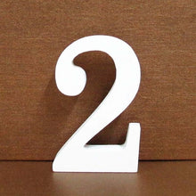 Load image into Gallery viewer, 1pc 8cm A-Z 0-9 White Wooden Letters English Alphabet Number Free Standing Personalised Name Design Art Craft Wedding Home Decor