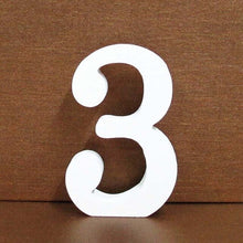 Load image into Gallery viewer, 1pc 8cm A-Z 0-9 White Wooden Letters English Alphabet Number Free Standing Personalised Name Design Art Craft Wedding Home Decor