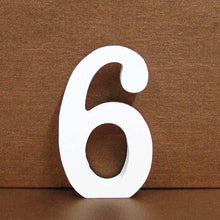 Load image into Gallery viewer, 1pc 8cm A-Z 0-9 White Wooden Letters English Alphabet Number Free Standing Personalised Name Design Art Craft Wedding Home Decor