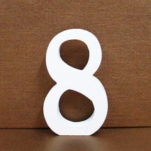 Load image into Gallery viewer, 1pc 8cm A-Z 0-9 White Wooden Letters English Alphabet Number Free Standing Personalised Name Design Art Craft Wedding Home Decor