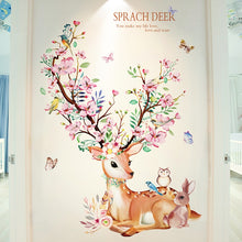 Load image into Gallery viewer, [SHIJUEHEZI] Deer Rabbit Animal Wall Stickers PVC Material DIY Flowers Wall Decals for Kids Rooms Baby Bedroom Decoration